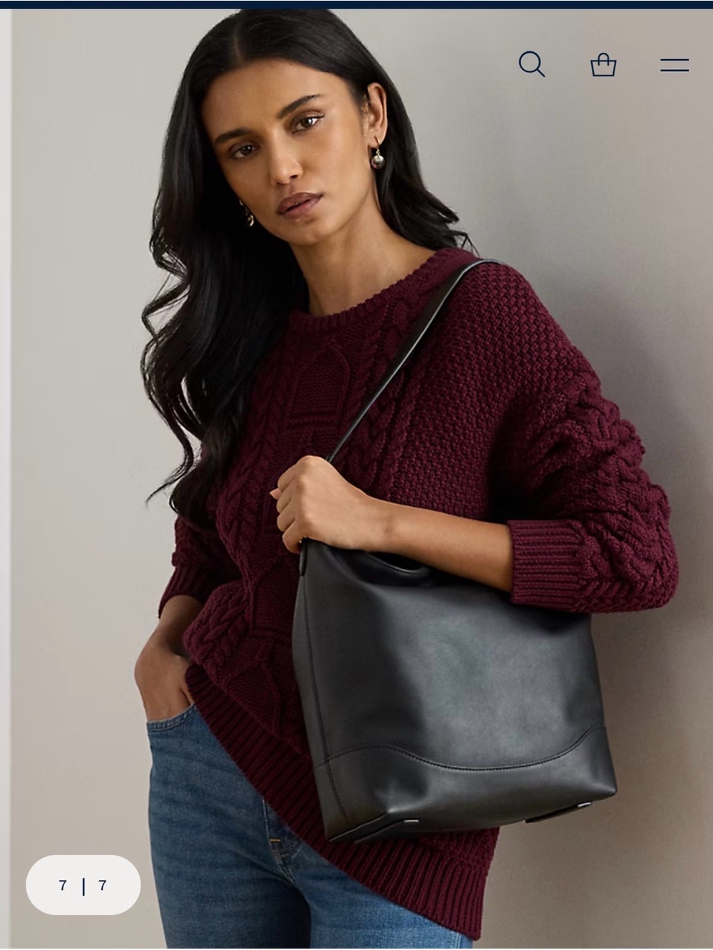 Lauren Ralph Lauren Leather Large Tasha Bucket Shoulder Bag Black